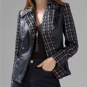 White House Black Denim and Tweed Motorcycle Jacket